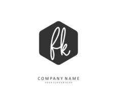 f k fk första brev handstil och signatur logotyp. en begrepp handstil första logotyp med mall element. vektor