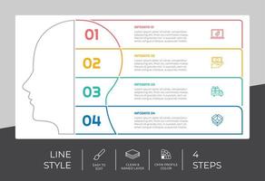 fyrkant infographic vektor design med 4 steg färgrik stil för presentation syfte.linje alternativ infographic kan vara Begagnade för företag och marknadsföring