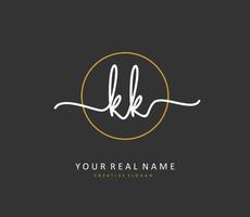 k kk Initiale Brief Handschrift und Unterschrift Logo. ein Konzept Handschrift Initiale Logo mit Vorlage Element. vektor