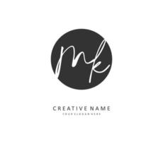 m k mk första brev handstil och signatur logotyp. en begrepp handstil första logotyp med mall element. vektor