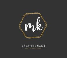 m k mk första brev handstil och signatur logotyp. en begrepp handstil första logotyp med mall element. vektor
