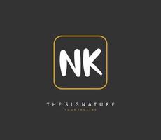 n k nk Initiale Brief Handschrift und Unterschrift Logo. ein Konzept Handschrift Initiale Logo mit Vorlage Element. vektor