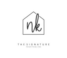 n k nk Initiale Brief Handschrift und Unterschrift Logo. ein Konzept Handschrift Initiale Logo mit Vorlage Element. vektor