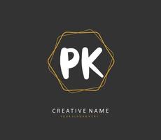 p k pk första brev handstil och signatur logotyp. en begrepp handstil första logotyp med mall element. vektor