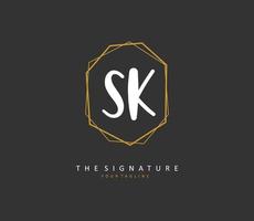 s k sk Initiale Brief Handschrift und Unterschrift Logo. ein Konzept Handschrift Initiale Logo mit Vorlage Element. vektor