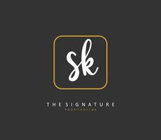 s k sk Initiale Brief Handschrift und Unterschrift Logo. ein Konzept Handschrift Initiale Logo mit Vorlage Element. vektor