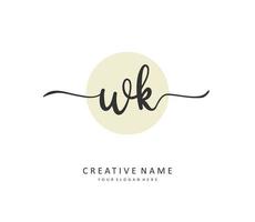 w k wk Initiale Brief Handschrift und Unterschrift Logo. ein Konzept Handschrift Initiale Logo mit Vorlage Element. vektor