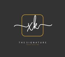 x k xk Initiale Brief Handschrift und Unterschrift Logo. ein Konzept Handschrift Initiale Logo mit Vorlage Element. vektor