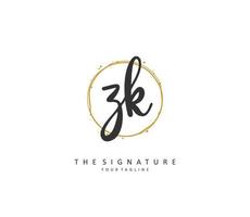 z k zk Initiale Brief Handschrift und Unterschrift Logo. ein Konzept Handschrift Initiale Logo mit Vorlage Element. vektor