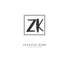 z k zk Initiale Brief Handschrift und Unterschrift Logo. ein Konzept Handschrift Initiale Logo mit Vorlage Element. vektor