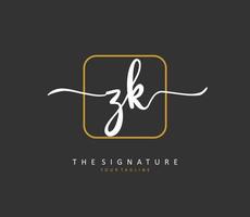 z k zk Initiale Brief Handschrift und Unterschrift Logo. ein Konzept Handschrift Initiale Logo mit Vorlage Element. vektor