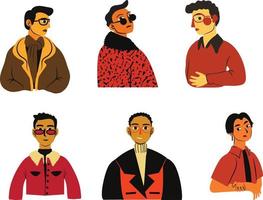 uppsättning av annorlunda män med annorlunda frisyrer. vektor illustration i platt stil