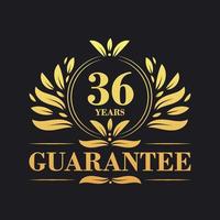 36 Jahre Garantie Logo Vektor, 36 Jahre Garantie Zeichen Symbol vektor