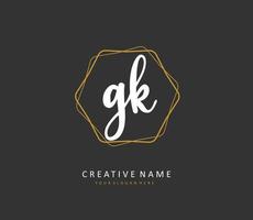 G k gk Initiale Brief Handschrift und Unterschrift Logo. ein Konzept Handschrift Initiale Logo mit Vorlage Element. vektor