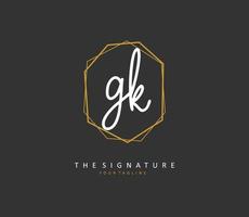 G k gk Initiale Brief Handschrift und Unterschrift Logo. ein Konzept Handschrift Initiale Logo mit Vorlage Element. vektor