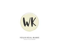 w k wk första brev handstil och signatur logotyp. en begrepp handstil första logotyp med mall element. vektor