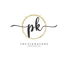 p k pk Initiale Brief Handschrift und Unterschrift Logo. ein Konzept Handschrift Initiale Logo mit Vorlage Element. vektor