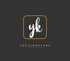 y k yk Initiale Brief Handschrift und Unterschrift Logo. ein Konzept Handschrift Initiale Logo mit Vorlage Element. vektor