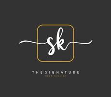 s k sk Initiale Brief Handschrift und Unterschrift Logo. ein Konzept Handschrift Initiale Logo mit Vorlage Element. vektor