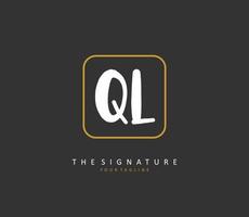 ql Initiale Brief Handschrift und Unterschrift Logo. ein Konzept Handschrift Initiale Logo mit Vorlage Element. vektor