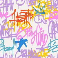 urban typografi sömlös mönster med gata konst graffiti slogan skriva ut. abstrakt grafisk underjordisk unisex- design för t-tröjor och tröja i ljus neon färger. vektor