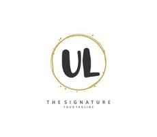 ul Initiale Brief Handschrift und Unterschrift Logo. ein Konzept Handschrift Initiale Logo mit Vorlage Element. vektor