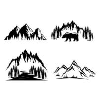 Berge Symbol Vektor Satz. Wanderung, Reise Illustration Zeichen Sammlung. Camping Symbol.