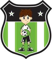 süß Karikatur Fußball Fußball Spieler im Schild mit Sterne - - Sport Illustration vektor