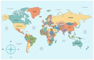 Weltkarte mit Ländernamen vektor