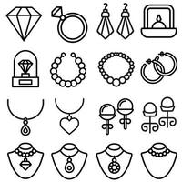 juvel ikon vektor uppsättning. Smycken illustration tecken samling. Varor symbol eller logotyp.