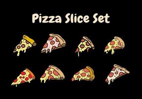 hand teckning av pizza skiva uppsättning design vektor