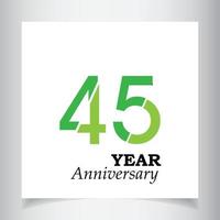 45 års illustration för design för mall för grön färg för årsdagfirande vektor