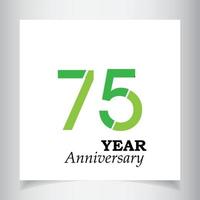 75 Jahre Jubiläumsfeier grüne Farbvektorschablonen-Designillustration vektor