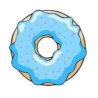 Krapfen mit Blau Glasur. Süss Zucker Dessert mit Glasur. Gliederung Karikatur Illustration isoliert auf Weiß Hintergrund vektor