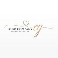 första cg feminin logotyp samlingar mall. handstil logotyp av första signatur, bröllop, mode, smycken, boutique, blommig och botanisk med kreativ mall för några företag eller företag. vektor