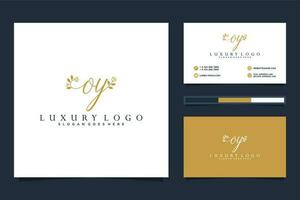 första oy feminin logotyp samlingar och företag kort mall premie vektor