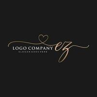 första ez feminin logotyp samlingar mall. handstil logotyp av första signatur, bröllop, mode, smycken, boutique, blommig och botanisk med kreativ mall för några företag eller företag. vektor