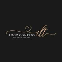 första dt feminin logotyp samlingar mall. handstil logotyp av första signatur, bröllop, mode, smycken, boutique, blommig och botanisk med kreativ mall för några företag eller företag. vektor