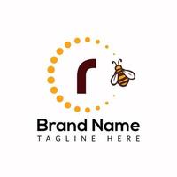 Biene Vorlage auf r Brief. Biene und Honig Logo Design Konzept vektor