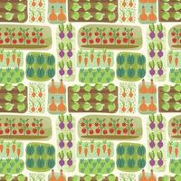 trädgård, sängar med grönsaker. sömlös mönster. vektor illustration