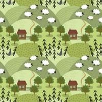 får i de äng, skog med en Varg. sömlös mönster. vektor illustration