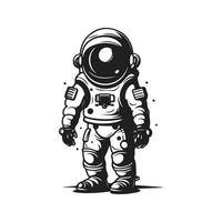 Astronaut, Logo Konzept schwarz und Weiß Farbe, Hand gezeichnet Illustration vektor