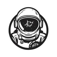 Astronaut, Logo Konzept schwarz und Weiß Farbe, Hand gezeichnet Illustration vektor