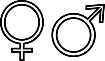 manlig och kvinna symboler i trendig linje stil . kön ikoner . man och kvinna tecken vektor
