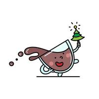 farbig Vektor Illustration von ein Tasse von Kakao mit ein Weihnachten Baum