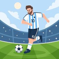 Löwe Messi Dribbling Ball im Fußball Feld Stadion vektor