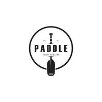 enkel paddla logotypdesign för surfing, forsränning, kanot, båt, surfing och rodd Utrustning företag, vektor