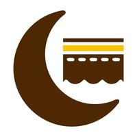 kaaba ikon fast brun gul Färg ramadan symbol perfekt. vektor