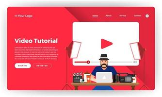 Mock-up Design Website flaches Design Konzept Video-Tutorial. Vektorillustration. vektor