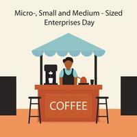 illustration vektor grafisk av en man försäljning kaffe på en vid vägkanten bås, perfekt för internationell dag, mikro, små och medium, storlek, företag dag, fira, hälsning kort, etc.
